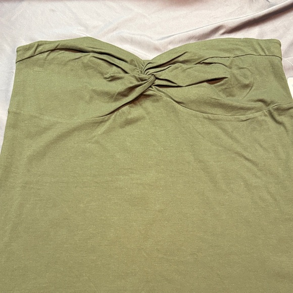 NWT Torrid Foxy Twist Olive Green Strapless Ruched Cotton Blend Stretch Tube Top - Picture 4 of 8